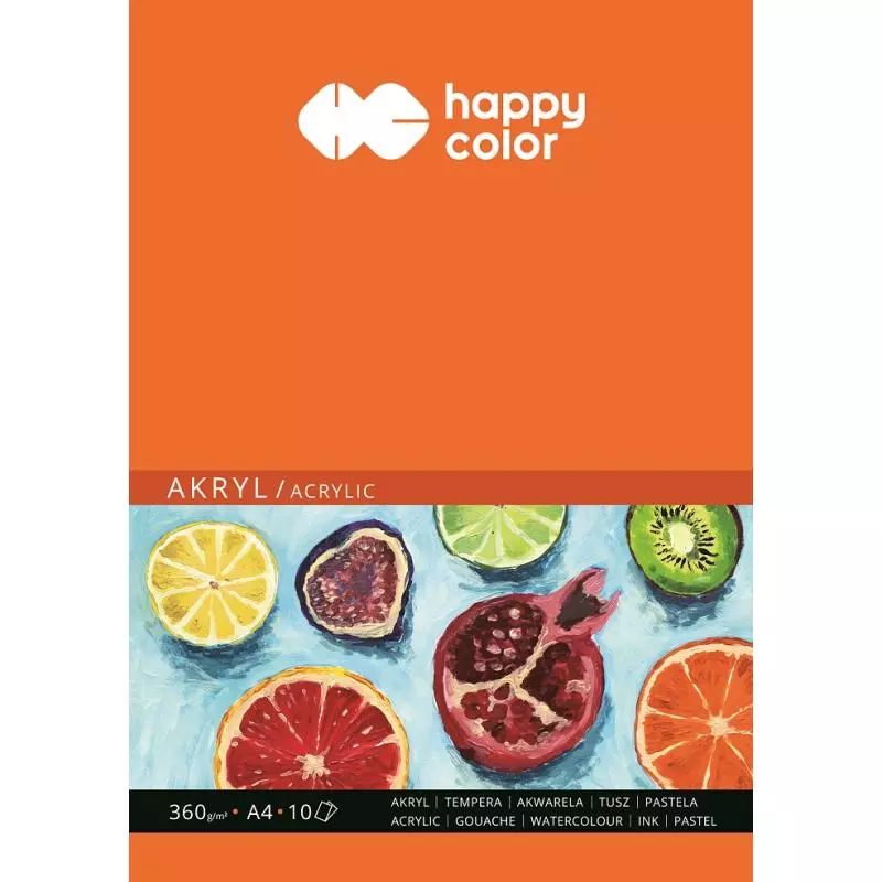 BLOK DO AKRYLI BIAŁY 10 KARTEK A4 - Happy Color