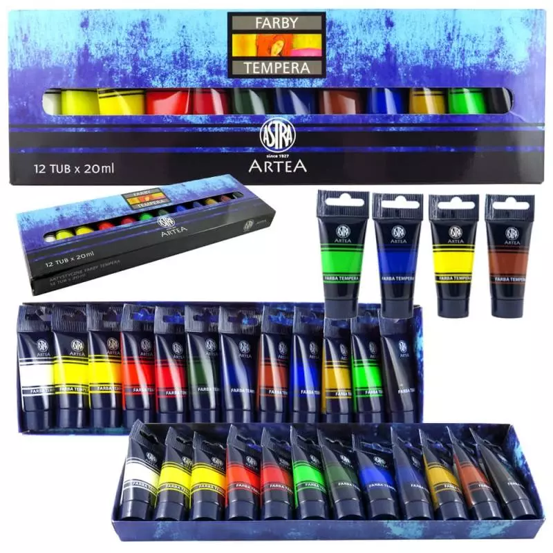 FARBY TEMPERA 12X20 ML ASTRA - Astra