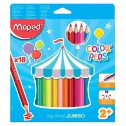 KREDKI TRÓJKĄTNE JUMBO COLOR PEPS 18 KOLORÓW - Maped