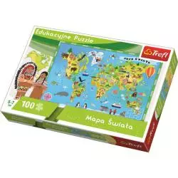 MAPA ŚWIATA PUZZLE EDUKACYJNE 100 ELEMENTÓW 5+ - Trefl