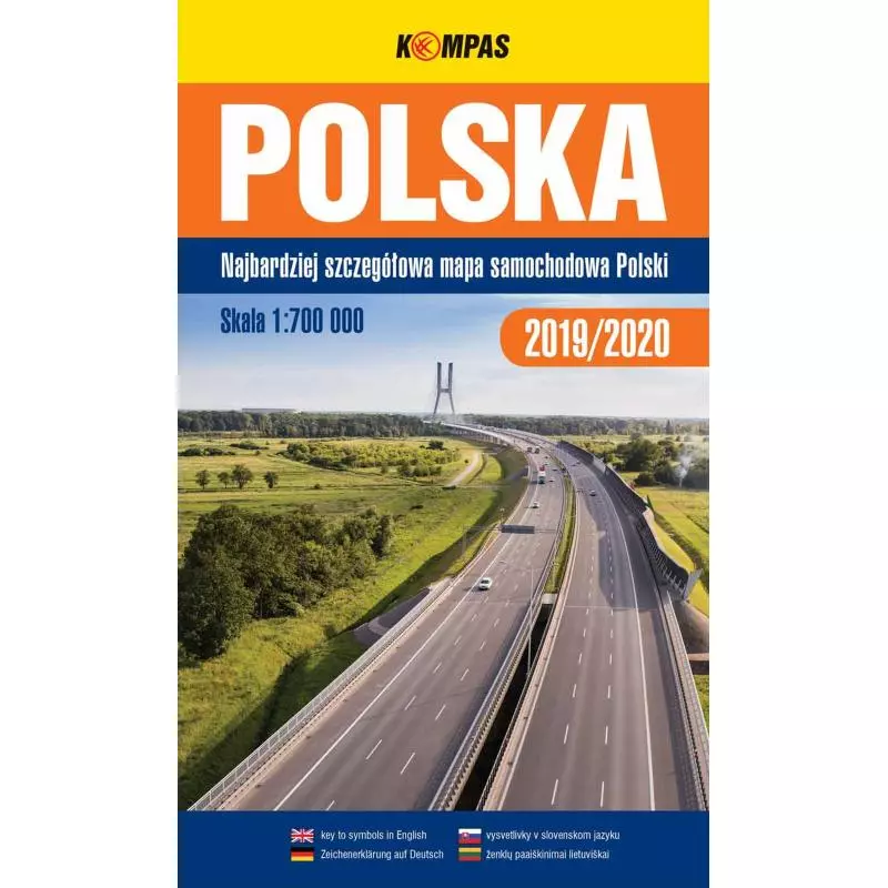 POLSKA 2019/2020 MAPA SAMOCHODOWA SKALA 1 : 700 000 - Kompas