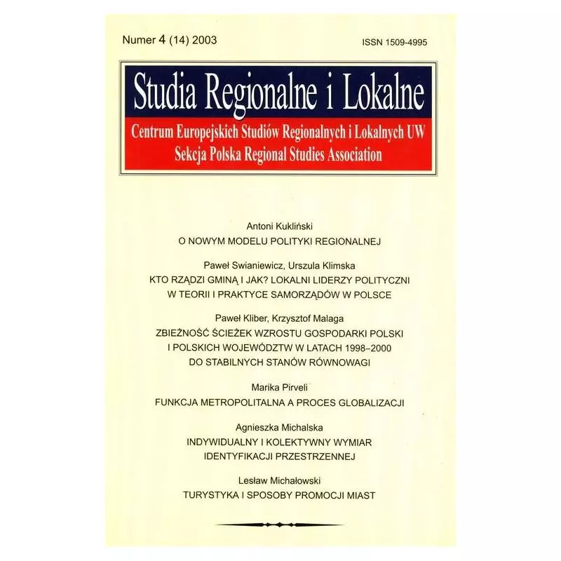 STUDIA REGIONALNE I LOKALNE (14) 2003 - Scholar