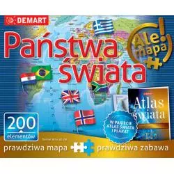 PAŃSTWA ŚWIATA. PUZZLE 200 ELEMENTÓW + ATLAS I PLAKAT - Demart
