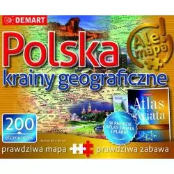 POLSKA - KRAINY GEOGRAFICZNE. PUZZLE 200 ELEMENTÓW + ATLAS I PLAKAT - Demart