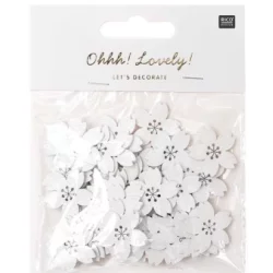 DREWNIANE KWIATY WIŚNI BIAŁE 48SZT.