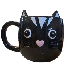 KUBEK CERAMICZNY CZARNY KOT 480ML