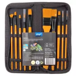 ZESTAW PĘDZLI Z SYNTETYCZNYM WŁOSIEM W ETUI 10SZT.