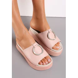 RÓŻOWE SKÓRZANE KLAPKI ROZMIAR 38