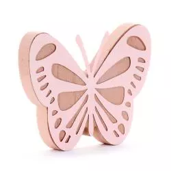 MOTYL RÓŻOWY STOJĄCY DREWNIANY 12 X 9.5 CM