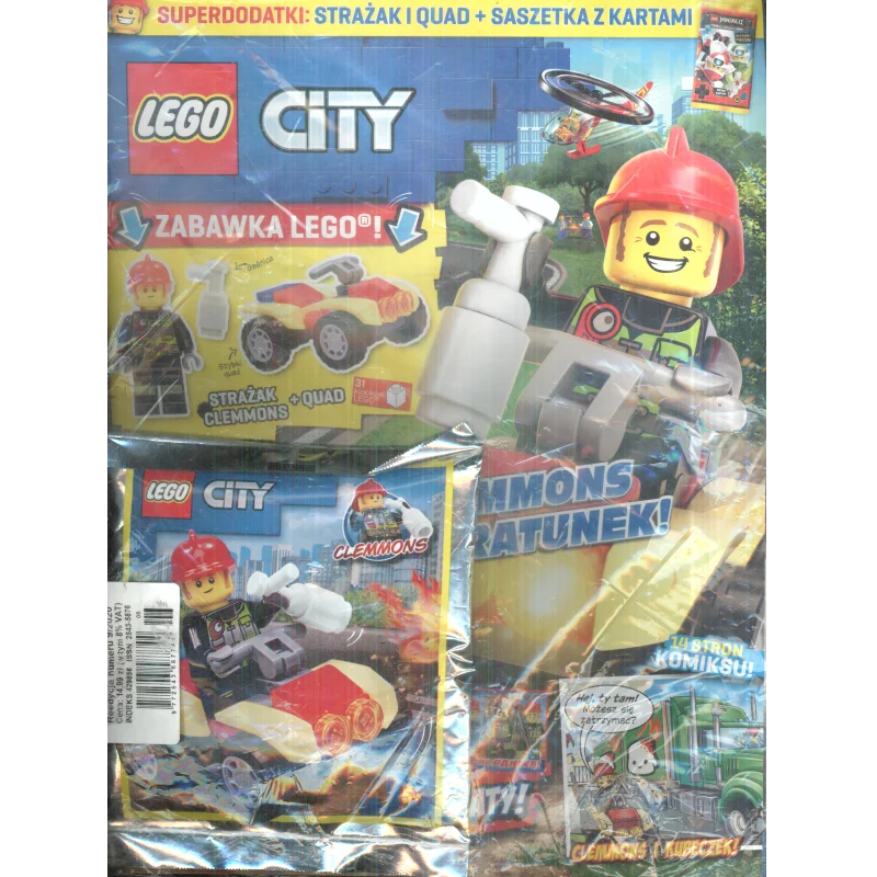 LEGO CITY GAZETKA + SUPER DODATKI: STRAŻAK I QUAD + SASZETKA Z KARTAMI - Blue Ocean