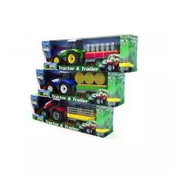 TRAKTOR Z NACZEPĄ DO ZABAWY ZESTAW ROLNICZY Z BELAMI SIANA 3+