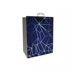 TOREBKA PREZENTOWA GRANATOWO-SREBRNA 17 X 25 X 10