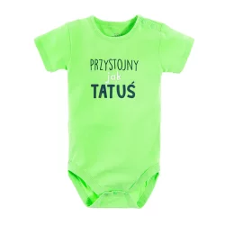 BODY CHŁOPIĘCE Z KRÓTKIM RĘKAWEM ZIELONE PRZYSTOJNY JAK TATUŚ 86CM COOL CLUB