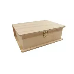 PUDEŁKO DREWNIANE W KSZTAŁCIE KSIĄŻKI DUŻE 19 X 15.5 X 7 CM