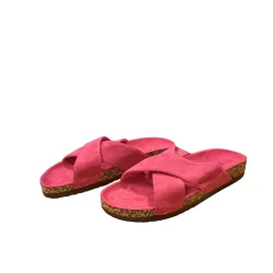 FUKSJOWE KLAPKI NA KORKOWEJ PODESZWIE ROZMIAR 40 II GATUNEK