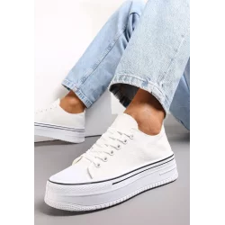 BIAŁE SZNUROWANE TRAMPKI NA GRUBEJ PODESZWIE ROZMIAR 38 II GATUNEK