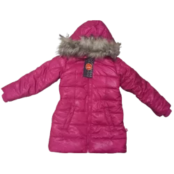 DZIEWCZĘCY ZIMOWY PŁASZCZYK Z KAPTUREM RÓŻOWY W KROPKI 110CM COOL CLUB