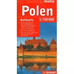 POLEN POLSKA MAPA SAMOCHODOWA 1:750 000 WERSJA NIEMIECKA MOTO - Demart