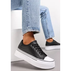 CZARNE TRAMPKI Z EKOSKÓRY NA PLATFORMIE ROZMIAR 36