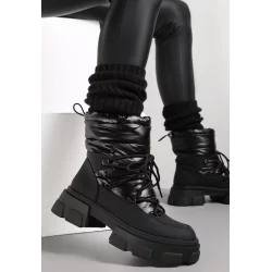 CZARNE ŚNIEGOWCE BŁYSZCZĄCE PIKOWANE ROZMIAR 40