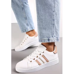BIAŁO-ZŁOTE SNEAKERSY SZNUROWANE ROZMIAR 38