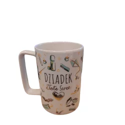 KUBEK Z NAPISEM DZIADEK ZŁOTE SERCE 420 ML