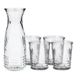 SZKLANA KARAFKA 1L Z 4 SZKLANKAMI 350ML HOMLA LORENS 2 II GATUNEK