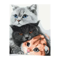 ZESTAW DO MALOWANIA PO NUMERACH BYŁY SOBIE KOTKI TRZY 40X50 CM