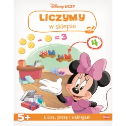 DISNEY UCZY MYSZKA MINNIE. LICZYMY W SKLEPIE. LICZĘ, PISZĘ I NAKLEJAM 5+