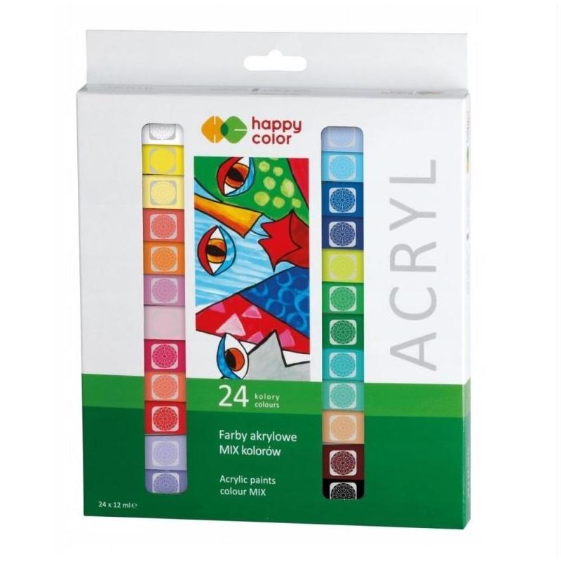 FARBY AKRYLOWE 24 KOLORY 12ML HAPPY COLOR - GDD