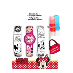 ZEGAREK CYFROWY Z PASKAMI DO KOLOROWANIA DISNEY MINNIE +