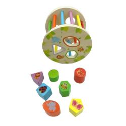 DREWNIANY ŻÓŁW SORTER DO CIĄGNIĘCIA Z KLOCKAMI 2W1 SMILY PLAY 2+ - Anek