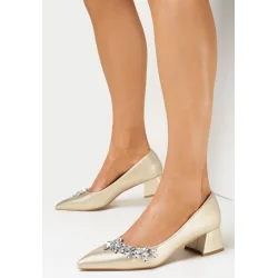 ZŁOTE CZÓŁENKA Z KRYSZTAŁKAMI NA SŁUPKU ROZMIAR 39