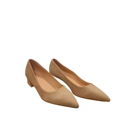 CZÓŁENKA Z NOSKIEM W SZPIC NA SŁUPKU BEŻOWE ROZMIAR 38