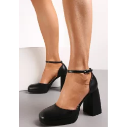 CZÓŁENKA SANDAŁKI NA SŁUPKU Z KWADRATOWYM CZARNE NOSKIEM AINONA ROZMIAR 38