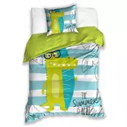 BAWEŁNIANA POŚCIEL DZIECIĘCA Z KROKODYLEM 2-CZĘŚCIOWA 160 X 200 CM