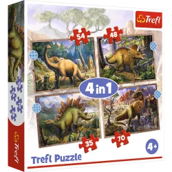 CIEKAWE DINOZAURY 4W1 PU0ZZLE 207 ELEMENTÓW TREFL 4+