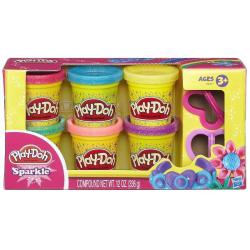 CIASTOLINA PLAY-DOH BŁYSZCZĄCE TUBY 6 SZT. + AKCESORIA 3+ - Hasbro