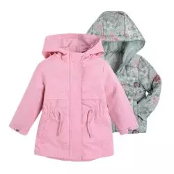 KURTKA DZIEWCZĘCA Z KAPTUREM 3W1 RÓŻOWO-ZIELONA W KWIATKI 92 CM COOL CLUB