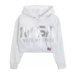 BLUZKA DZIEWCZĘCA Z KAPTUREM BIAŁA NASA 140 CM COOL CLUB