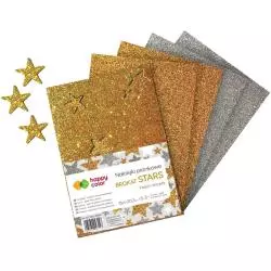 NAKLEJKI GWIAZDKI BROKATOWE 5 ARKUSZY HAPPY COLOR