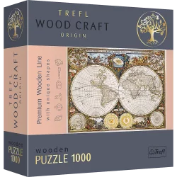 ANTYCZNA MAPA ŚWIATA PUZZLE 1000 DREWNIANE 10+
