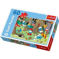 WIELKIE SPRZĄTANIE W LESIE SMERFY PUZZLE 60 ELEMENTÓW TREFL 5+