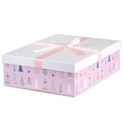 PUDEŁKO PREZENTOWE CHOINKI RÓŻOWE XL
