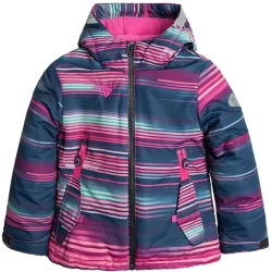 KURTKA NARCIARSKA DZIEWCZĘCA KOLOROWE PASKI ROZMIAR 170 CM COOL CLUB UŻYWANA