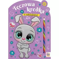 KRÓLIK. TĘCZOWA KREDKA. KOLOROWANKA Z NAKLEJKAMI