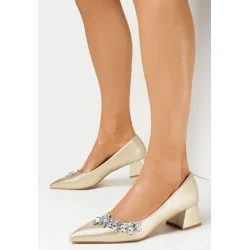 ZŁOTE CZÓŁENKA Z KRYSZTAŁKAMI NA SŁUPKU ROZMIAR 37