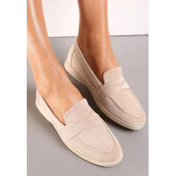 BEŻOWE MOKASYNY WSUWANE Z EKOZAMSZU ROZMIAR 38
