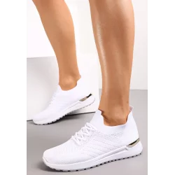 BIAŁE BUTY SPORTOWE SZNUROWANE Z METALICZNĄ WSTAWKĄ ROZMIAR 41