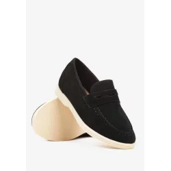 CZARNE PÓŁBUTY W STYLU MOKASYNÓW ROZMIAR 38